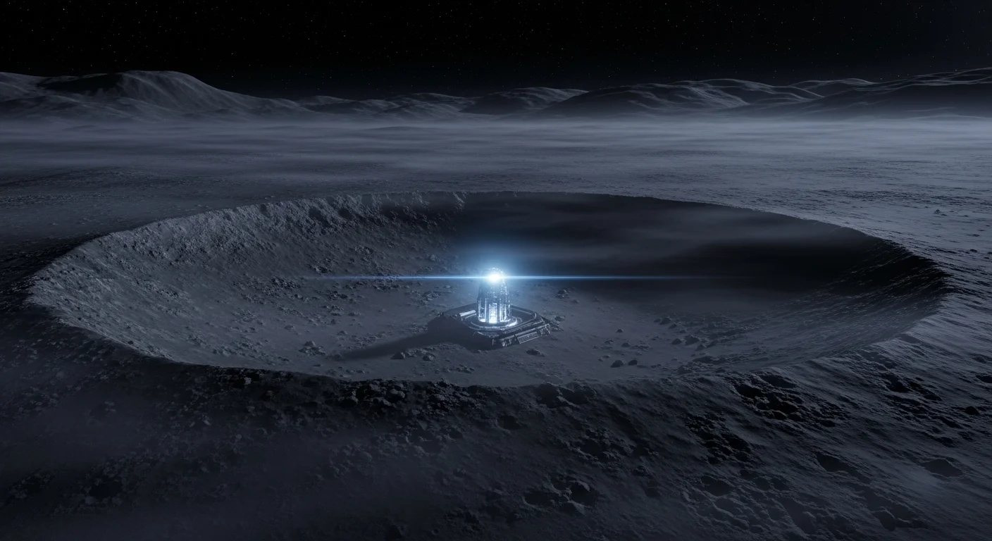 Ilustrace světelného vysílače na Měsíci